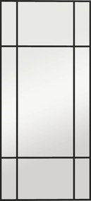 HOMCOM Espelho de parede estilo vitrine retangular estilo janela, horizontal ou vertical com 4 ganchos, em metal preto - 110x50 cm | Aosom Portugal