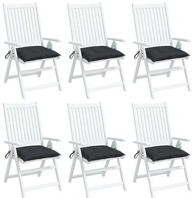 Almofadões de cadeira 6 pcs 40x40x7 cm tecido oxford preto