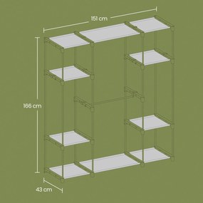 Guarda Roupa aberto com 4 compartimentos 43 x 151 x 166 cm preto