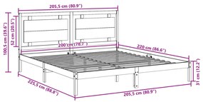 Cama extra longa sem colchão 200x220 cm madeira maciça
