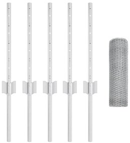 Postes de Cerca vidaXL 5 pcs U-Channel 40 cm Aço Galvanizado