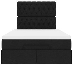 moldura de cama síriaXL otomana com colchão preto tecido