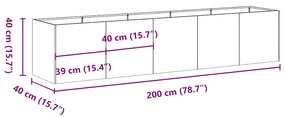 Vaso floreira 200x40x40 cm aço laminado a frio branco