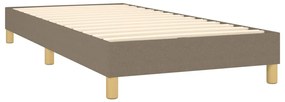 Cama box spring + colchão/LED 90x190cm tecido cinza-acastanhado