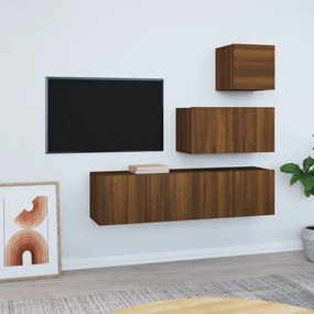 vidaXL Conjunto móveis de TV 4pcs madeira processada carvalho castanho