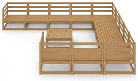12 pcs conjunto lounge de jardim pinho maciço