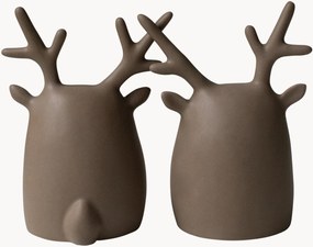 Objetos decorativos de Natal em cerâmica Deer Twins, conjunto de 2