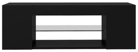 Móvel de TV com luzes LED 90x39x30 cm preto