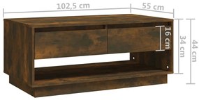Mesa de centro 102,5x55x44 cm derivados madeira carvalho fumado