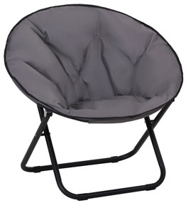 Outsunny Cadeira de Lua Cadeira Redonda de Lua com Assento de Tecido Oxford e Pés de Metal para Campismo 80x80x75 cm Cinza | Aosom Portugal