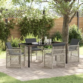 Conjunto de Jantar de Jardim de 5 Peças com Almofadas Cinzento-Claro e