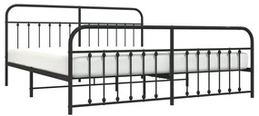 Estrutura de cama com cabeceira e pés 200x200 cm metal preto