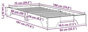 Estrutura de Cama Castanha 75x190 cm Madeira de Pinho Maciça da