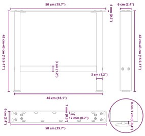 Pés para mesa de centro , brancos, 2 peças, 50x (42-43) cm, aço