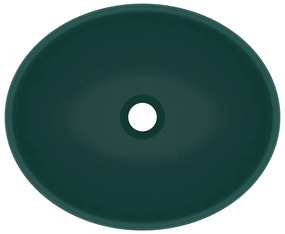 Lavatório luxuoso oval 40x33cm cerâmica verde-escuro mate