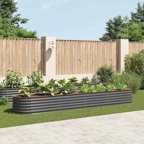 Canteiro elevado de jardim aço galvanizado 400x80x44cm cinzento