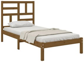 Estrutura de cama 100x200 cm madeira maciça castanho mel