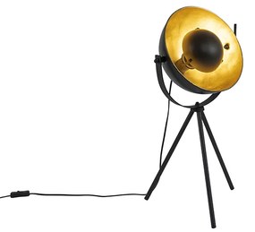Candeeiro de mesa preto com dourado 63,3 cm tripé ajustável - Magnax Industrial