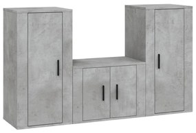 Conjunto móveis de TV 3 pcs madeira processada cinzento cimento