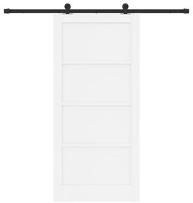 Porta Deslizante da vidaXL com Conjunto de Ferragens Brancas 93x202 cm