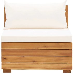 8 pcs conjunto lounge jardim c/ almofadões acácia branco nata