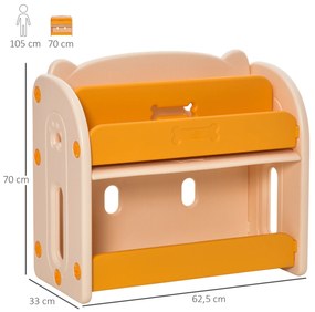 Estante Infantil de Brinquedos e Livros para Crianças com 2 Prateleiras e Caixa de Armazenamento com Tampa Dobrável para Habitação Infantil 70x33x62,5