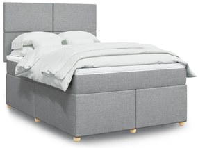 vidaXL Cama com molas/colchão 140x200 cm tecido cinzento-claro