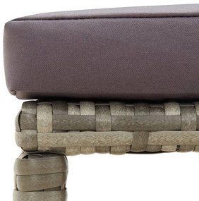 Bancos de jardim 4 pcs com almofadões vime PE cinzento