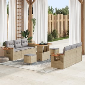 Conjunto de Sofá de Jardim vidaXL com Almofadas Bege