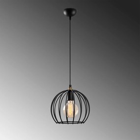 Candeeiro de Teto Teltrio – Preto e Dourado – 25 x 25 x 36-116 cm