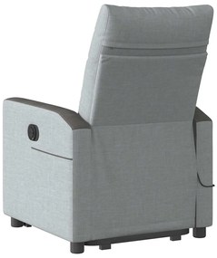 Poltrona elétrica reclinável massagens tecido cinzento-claro