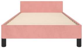 Estrutura de cama c/ cabeceira 90x190 cm veludo rosa