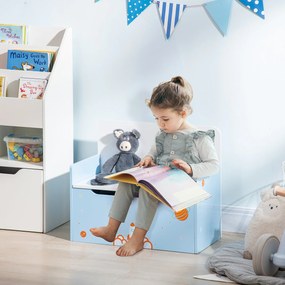 Baú Infantil 2 em 1 Baú de Armazenamento Organizador de Brinquedos para Crianças acima de 18 Meses com Tampa de Fechamento Seguro para Dormitório Sala