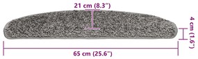 Tapetes de escadas 30 pcs 65x21x4 cm cinzento