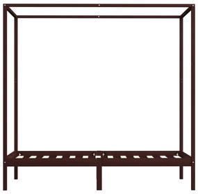 Estrutura cama com toldo 100x200cm pinho maciço castanho-escuro
