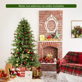 Árvore de Natal artificial de 180 cm (DECORAÇÕES NÃO INCLUIDAS) pré-iluminada com 270 luzes LED brancas quentes 746 ramos de PE e PVC e base verde
