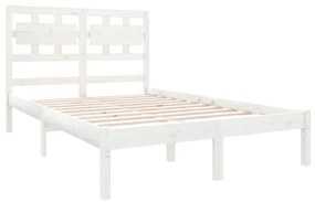Estrutura de cama casal 135x190 cm madeira maciça branco