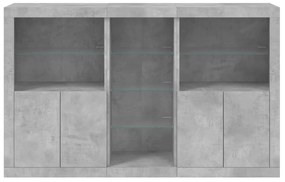 Aparador com luzes LED 162x37x100 cm cinzento cimento