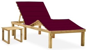 Espreguiçadeira de jardim com mesa e almofadão pinho impregnado