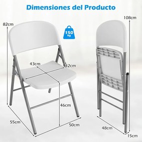 Conjunto 6 Cadeiras dobráveis de plástico para uso comercial (MESA NÃO INCLUIDA), com encosto e Estrutura metálica, para interior e exterior, escritór