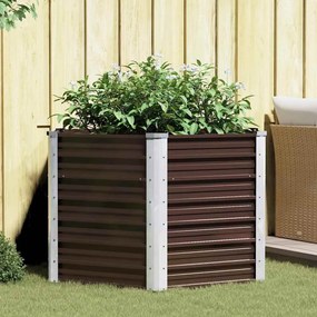 vidaXL Canteiro elevado jardim aço galvanizado 129x129x77 cm castanho