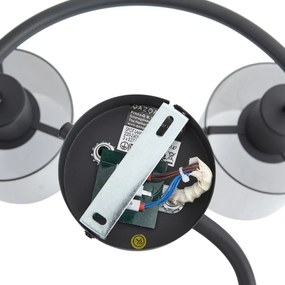 Foco de teto de design preto com vidro fumê redondo 3 luzes - Domo Moderno