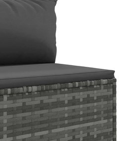 5 pcs conjunto sofás de jardim c/ almofadões vime PE cinzento