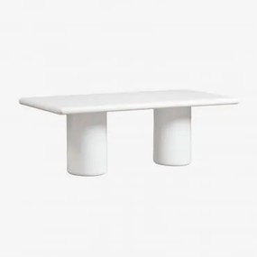 Mesa De Jardim Retangular 220x100 Cm Em Cimento Namara Branco Brilhante - Sklum