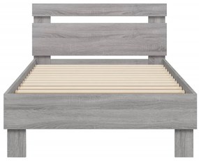 Estrutura de cama c/ cabeceira/luzes LED 90x190 cm cinza sonoma