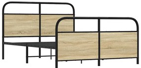 Estrutura de cama sem colchão 140x190 cm metal carvalho sonoma