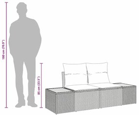 Sofá de Jardim 2 Lugares com Almofadas Preto em Rattan Sintético