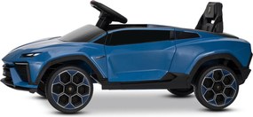 Carro elétrico para crianças Lamborghini Lanzador 12V com licença, bateria de lítio, luzes LED, controle remoto Azul