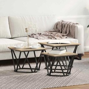 Mesas Laterais vidaXL 3 pcs Carvalho Sonoma Madeira Engenharia