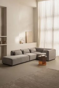 Sofá Modular De Canto Em L De 4 Peças Com Chaise Longue À Esquerda Fogler Bombazina Cinzento Toupeira Claro - Sklum